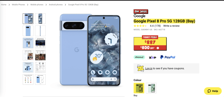 JB Hi-Fi: Google Pixel 8 Pro 5G 128GB – $887 – $800 Off